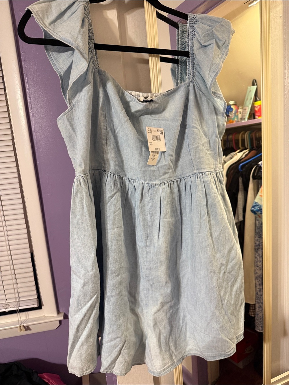 American Eagle Outfitters Light Blue Ruffle Strap Casual romper